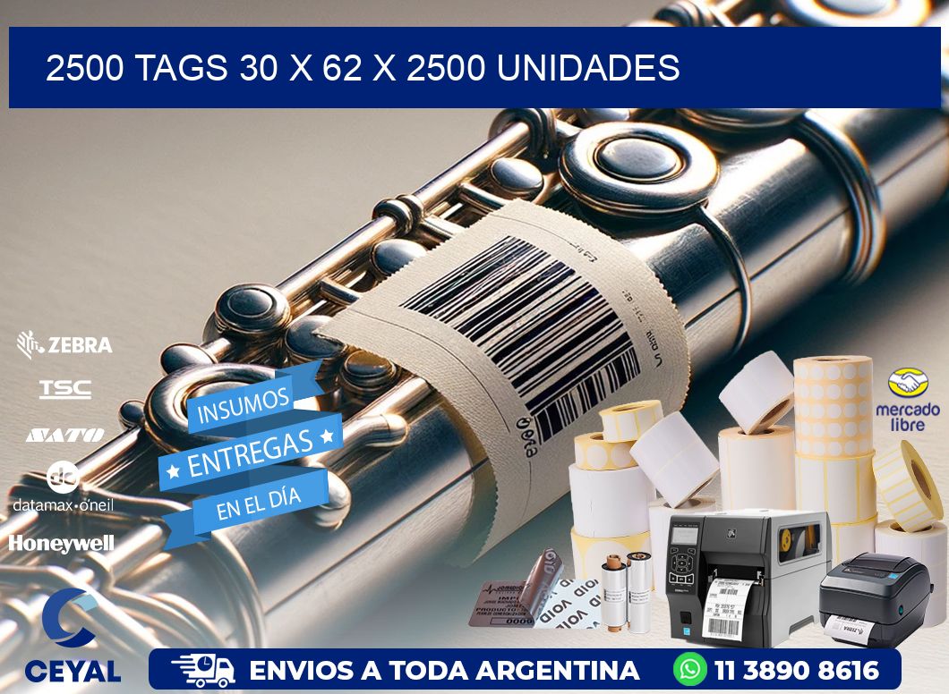 2500 TAGS 30 x 62 X 2500 UNIDADES