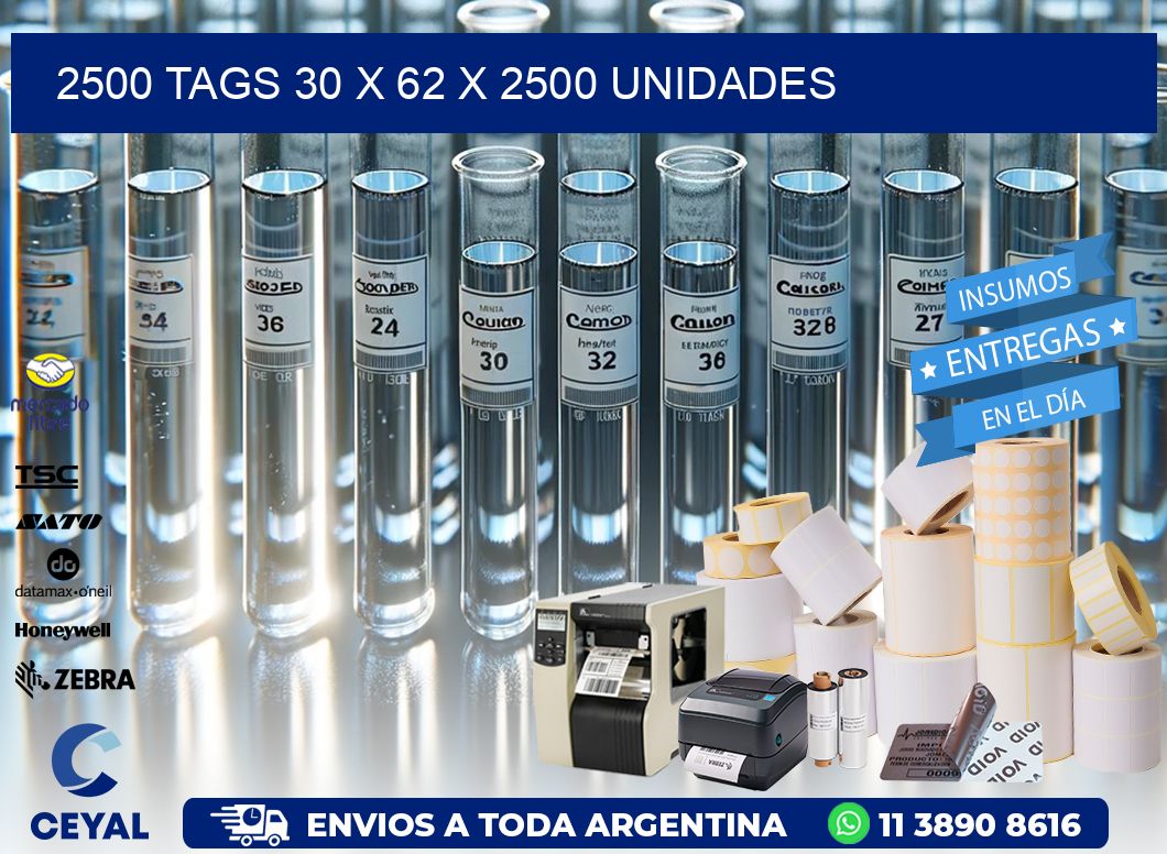 2500 TAGS 30 x 62 X 2500 UNIDADES