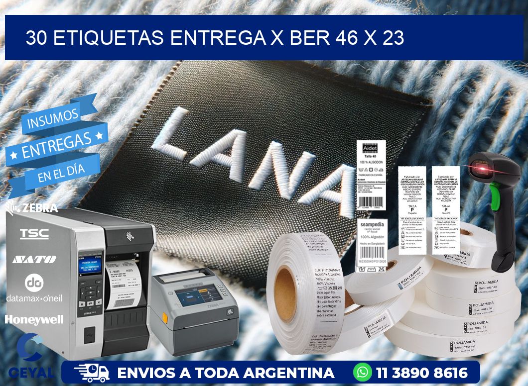 30 ETIQUETAS ENTREGA X BER 46 x 23