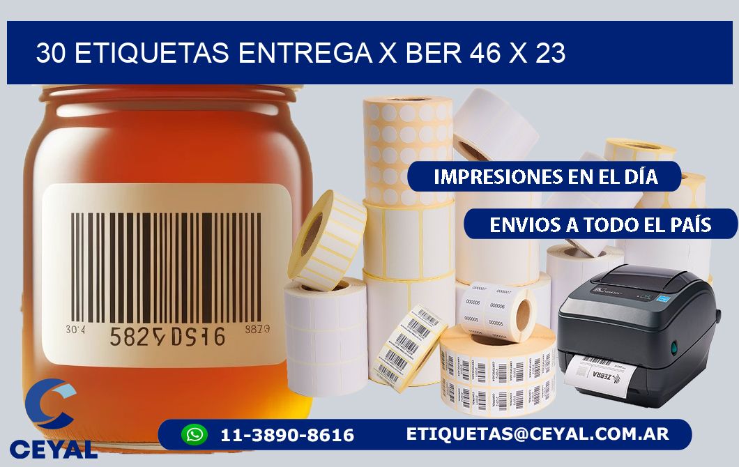 30 ETIQUETAS ENTREGA X BER 46 x 23