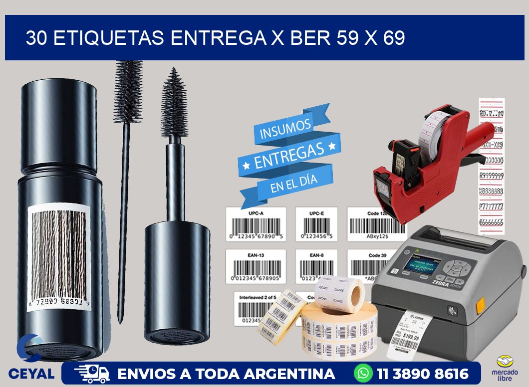 30 ETIQUETAS ENTREGA X BER 59 x 69