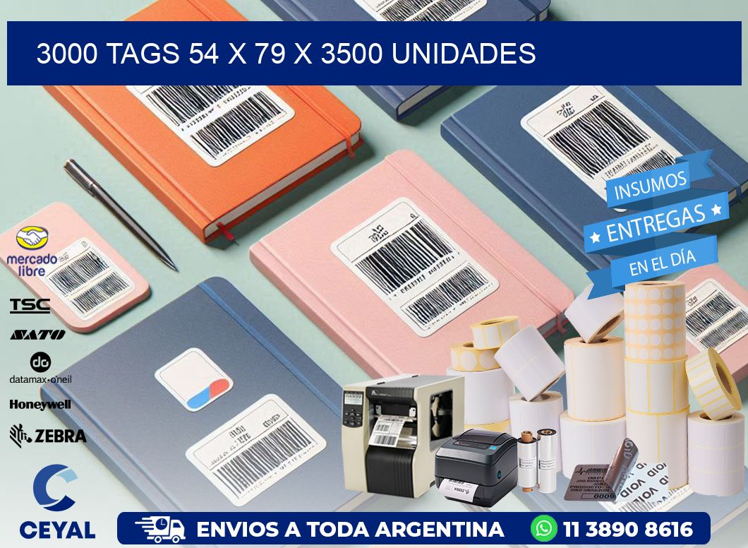 3000 TAGS 54 x 79 X 3500 UNIDADES