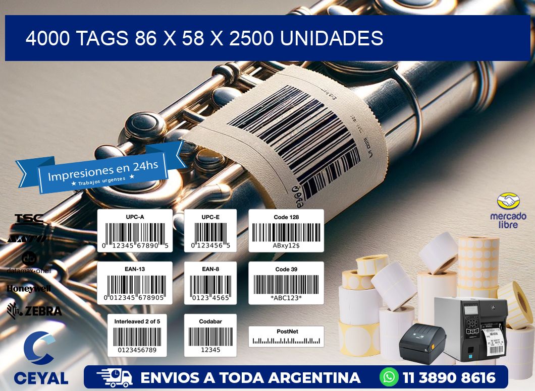 4000 TAGS 86 x 58 X 2500 UNIDADES