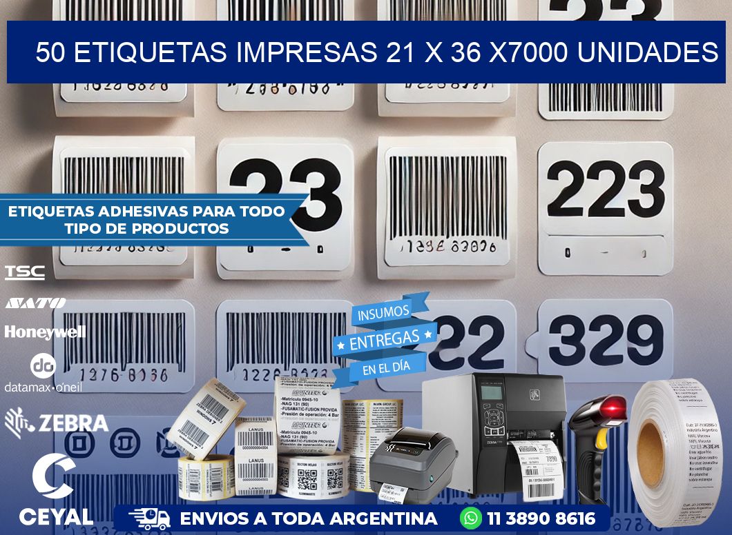 50 ETIQUETAS IMPRESAS 21 x 36 X7000 UNIDADES