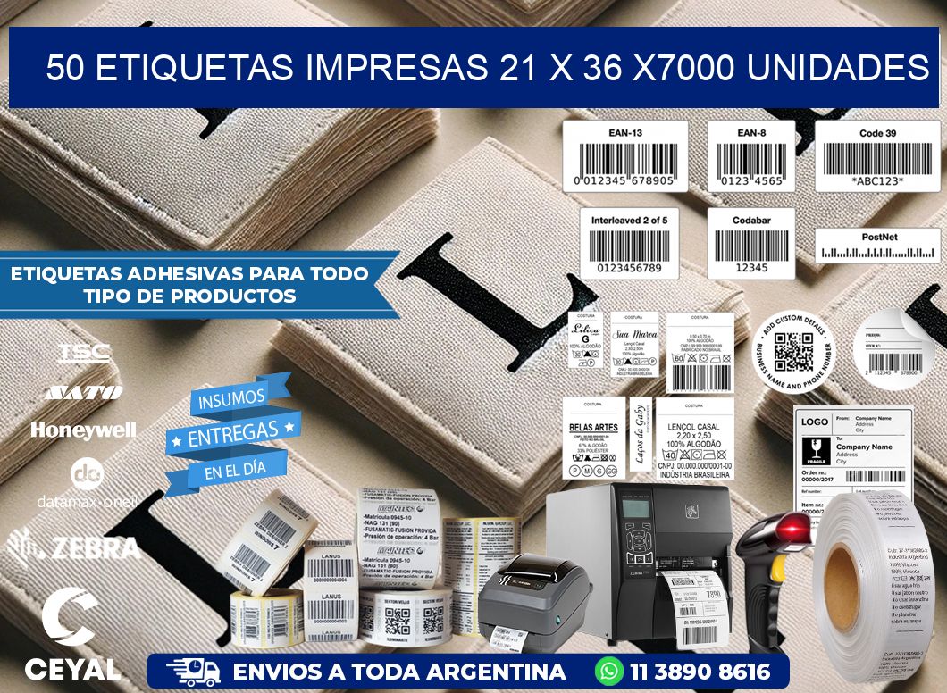 50 ETIQUETAS IMPRESAS 21 x 36 X7000 UNIDADES