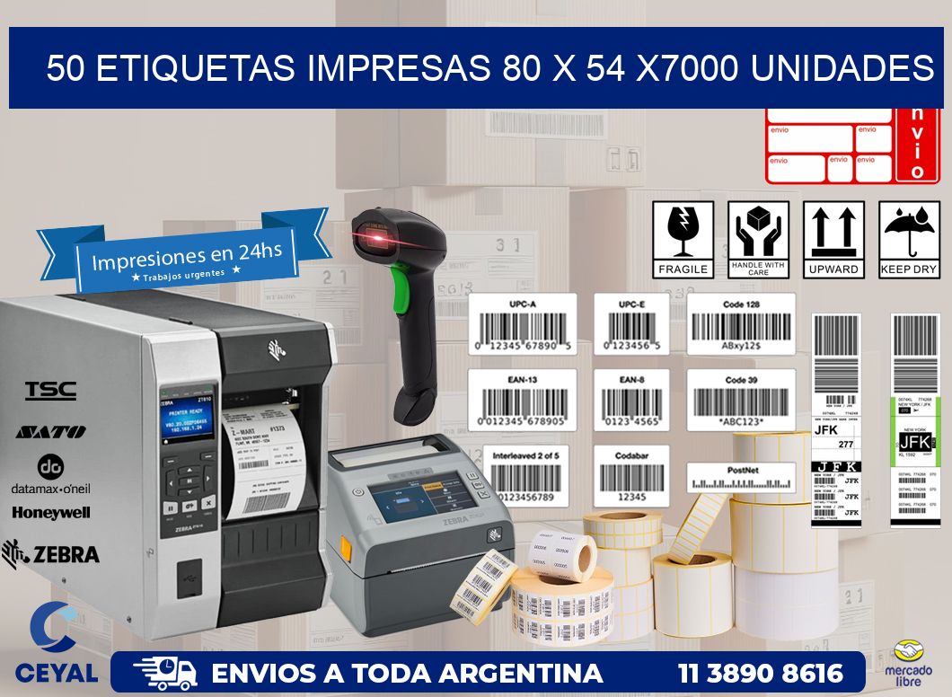 50 ETIQUETAS IMPRESAS 80 x 54 X7000 UNIDADES