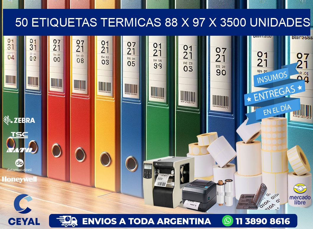 50 ETIQUETAS TERMICAS 88 x 97 X 3500 UNIDADES