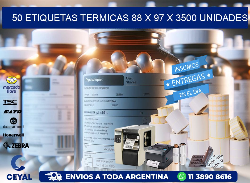 50 ETIQUETAS TERMICAS 88 x 97 X 3500 UNIDADES