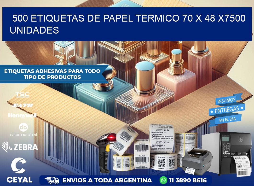 500 ETIQUETAS DE PAPEL TERMICO 70 x 48 X7500 UNIDADES