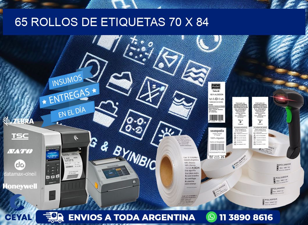 65 ROLLOS DE ETIQUETAS 70 x 84