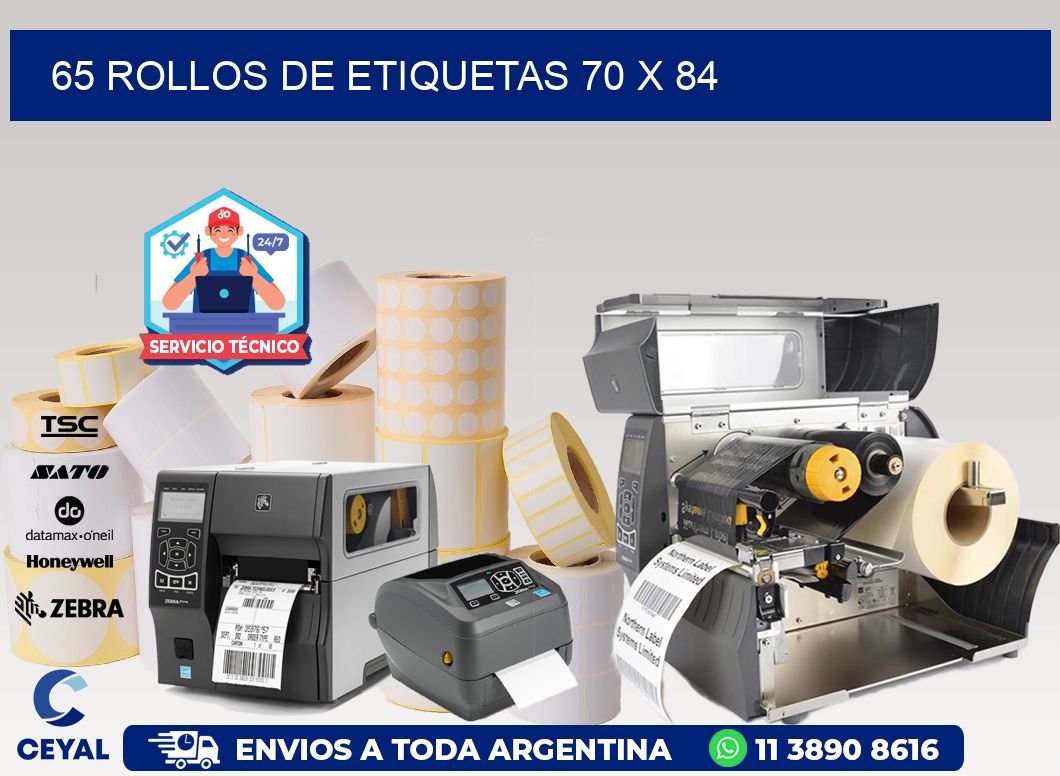65 ROLLOS DE ETIQUETAS 70 x 84