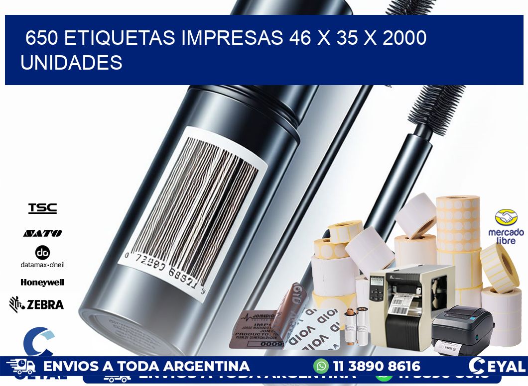 650 ETIQUETAS IMPRESAS 46 x 35 X 2000 UNIDADES