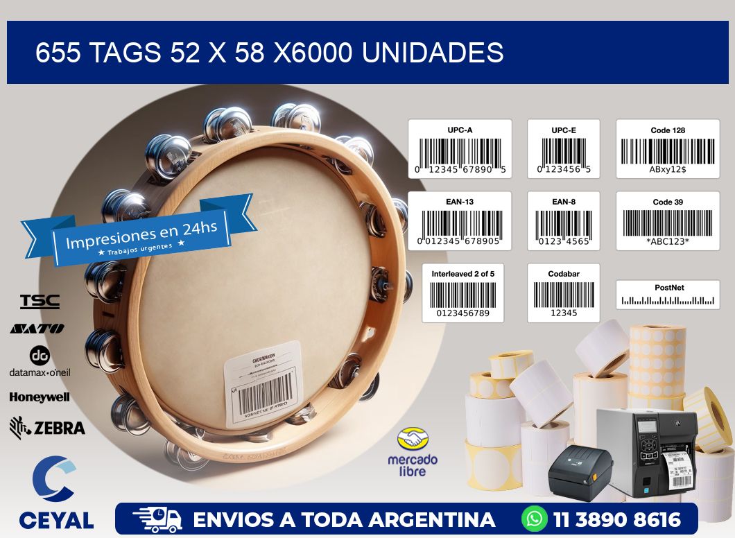 655 TAGS 52 x 58 X6000 UNIDADES