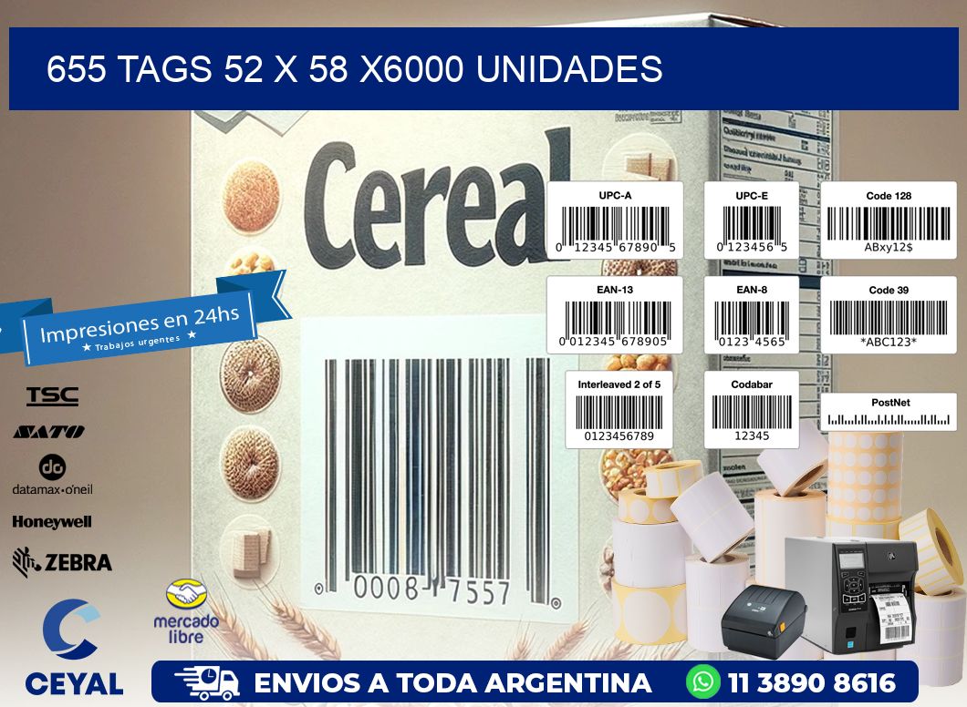 655 TAGS 52 x 58 X6000 UNIDADES