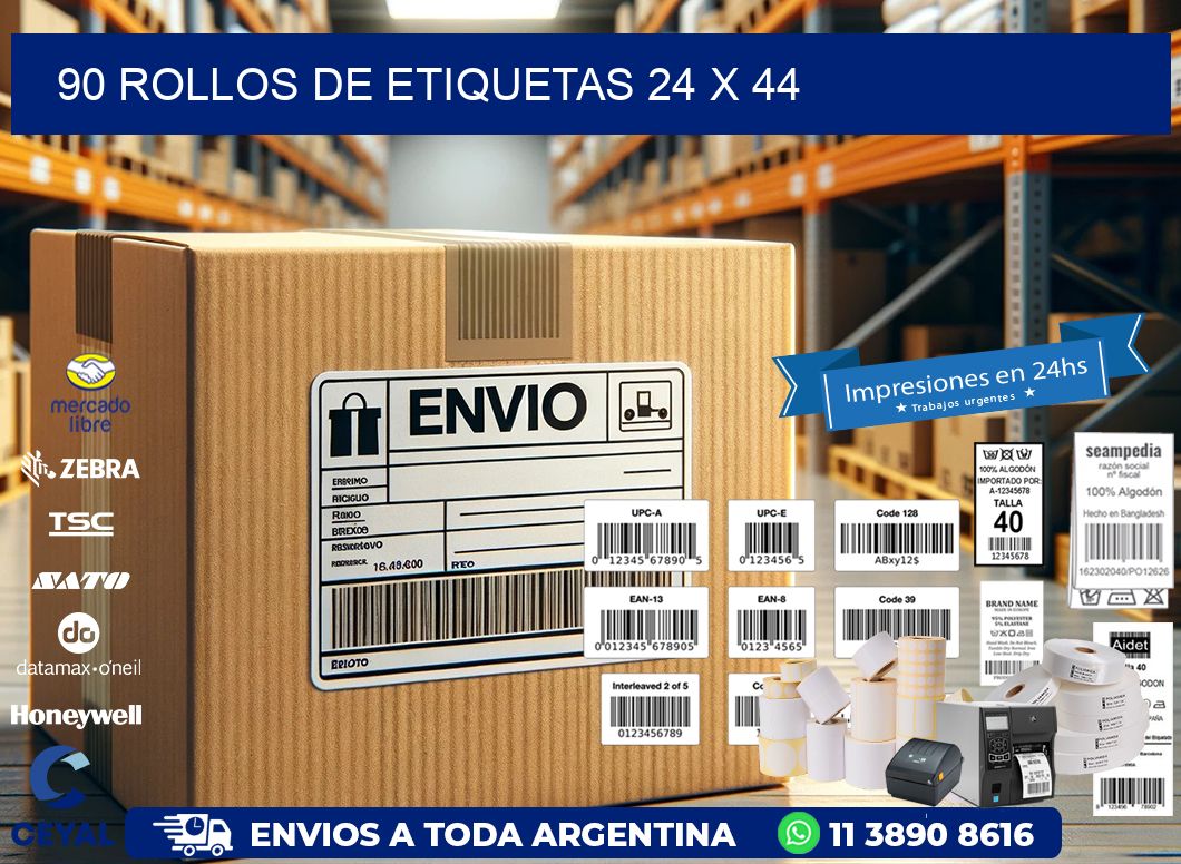 90 ROLLOS DE ETIQUETAS 24 x 44