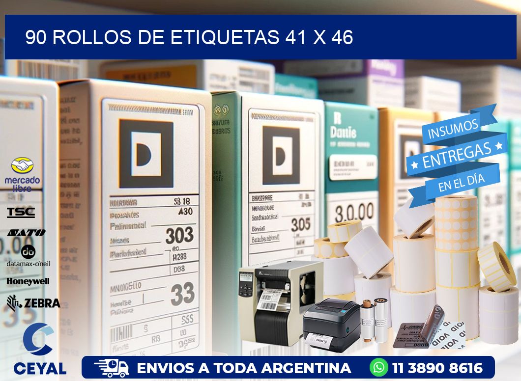 90 ROLLOS DE ETIQUETAS 41 x 46