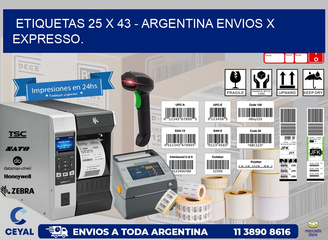 ETIQUETAS 25 x 43 – ARGENTINA ENVIOS X EXPRESSO.