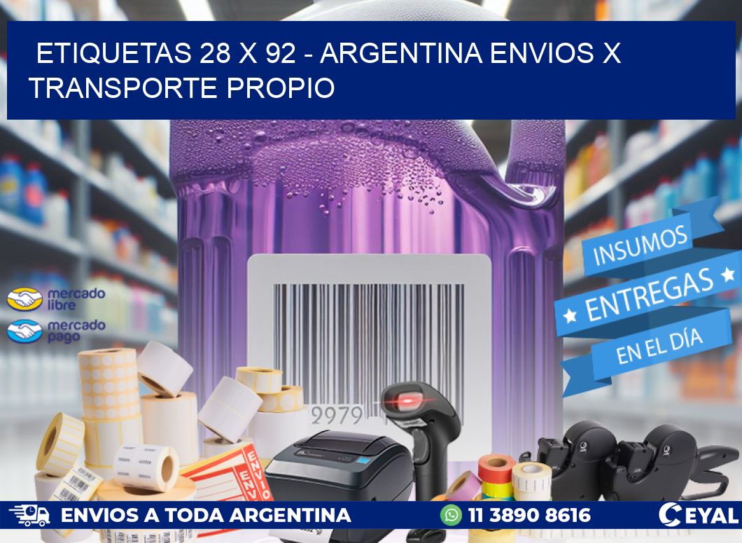 ETIQUETAS 28 x 92 - ARGENTINA ENVIOS X TRANSPORTE PROPIO