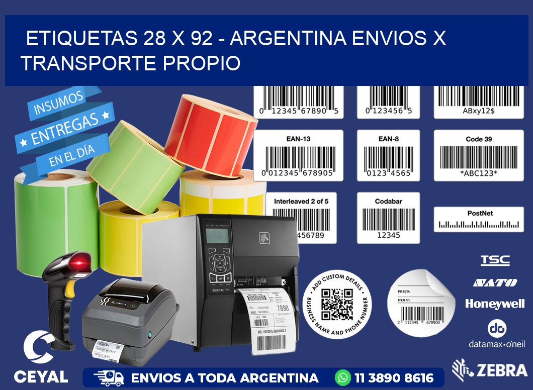 ETIQUETAS 28 x 92 - ARGENTINA ENVIOS X TRANSPORTE PROPIO