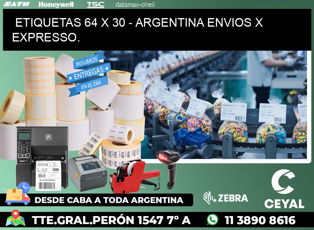 ETIQUETAS 64 x 30 - ARGENTINA ENVIOS X EXPRESSO.