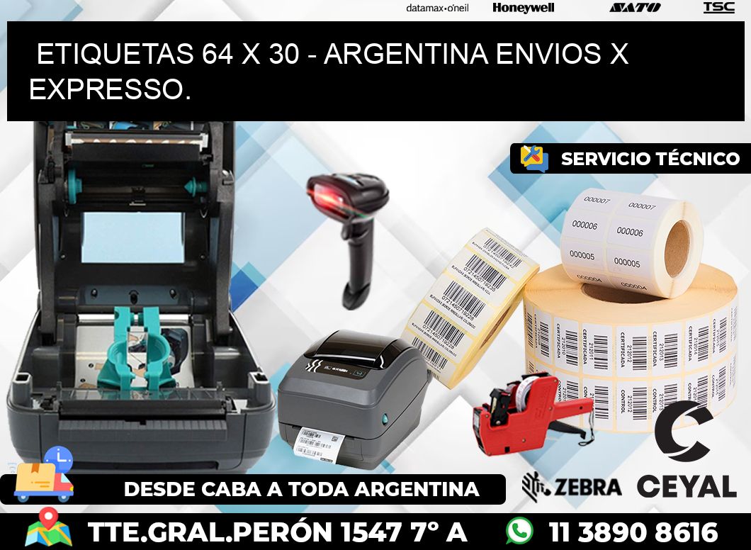 ETIQUETAS 64 x 30 - ARGENTINA ENVIOS X EXPRESSO.