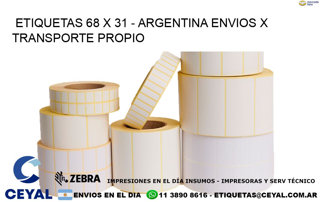 ETIQUETAS 68 x 31 - ARGENTINA ENVIOS X TRANSPORTE PROPIO