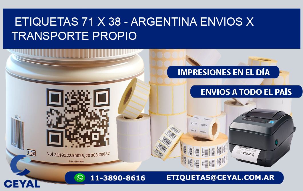 ETIQUETAS 71 x 38 - ARGENTINA ENVIOS X TRANSPORTE PROPIO