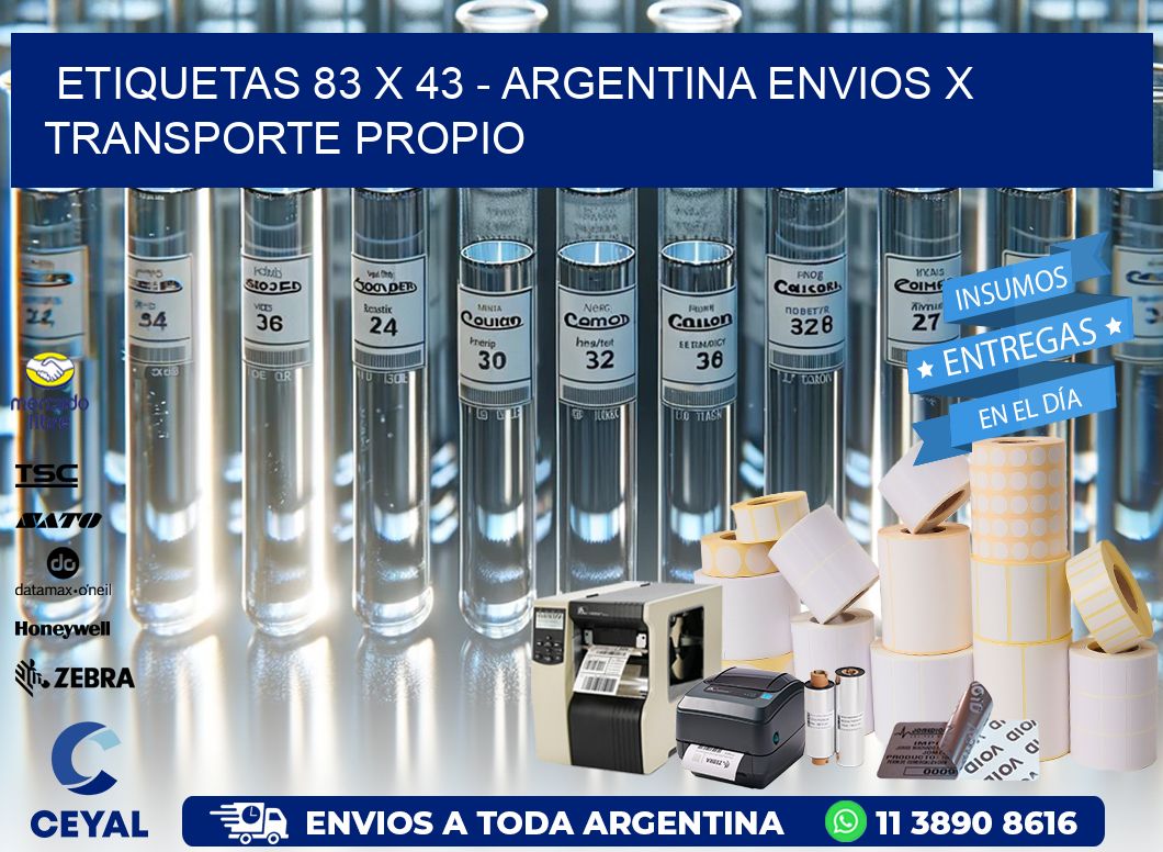 ETIQUETAS 83 x 43 – ARGENTINA ENVIOS X TRANSPORTE PROPIO