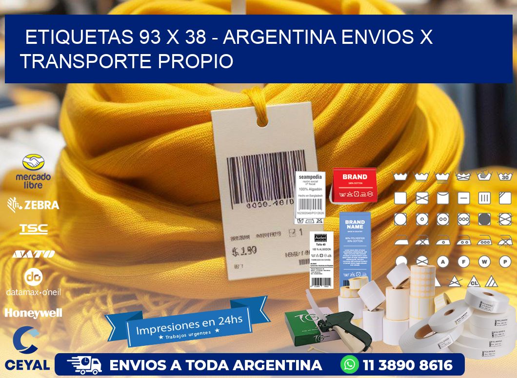 ETIQUETAS 93 x 38 - ARGENTINA ENVIOS X TRANSPORTE PROPIO