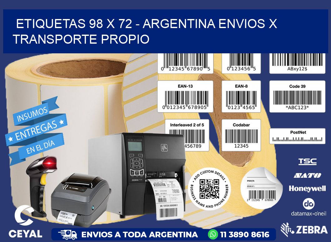 ETIQUETAS 98 x 72 - ARGENTINA ENVIOS X TRANSPORTE PROPIO