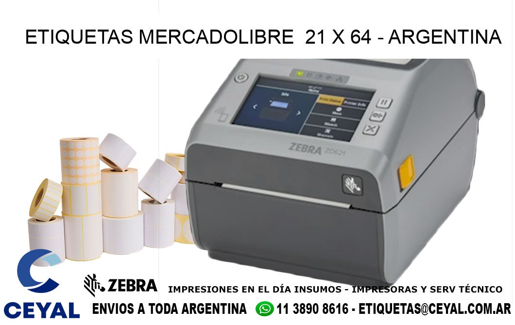 ETIQUETAS MERCADOLIBRE  21 x 64 - ARGENTINA