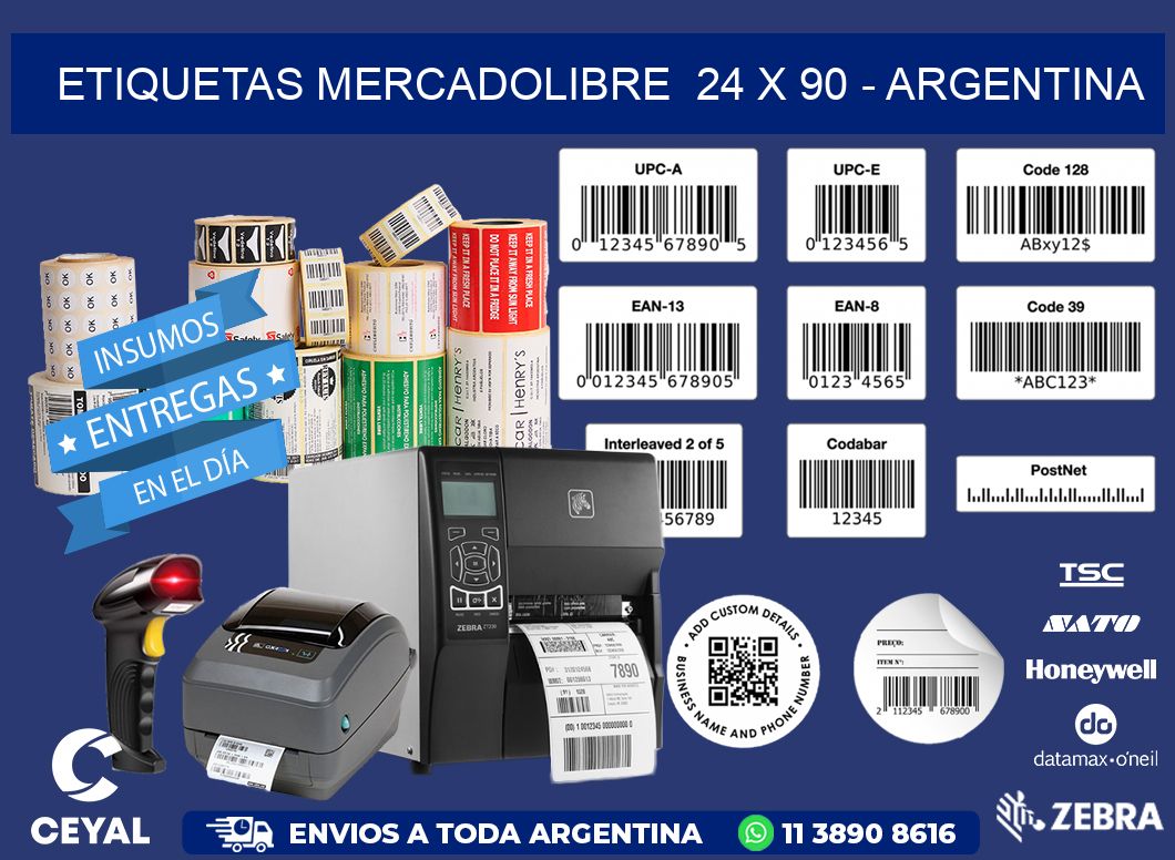 ETIQUETAS MERCADOLIBRE  24 x 90 - ARGENTINA