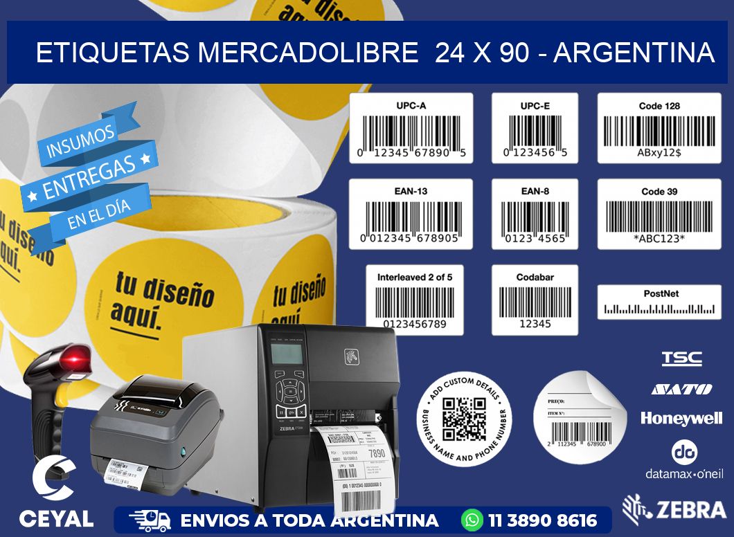 ETIQUETAS MERCADOLIBRE  24 x 90 - ARGENTINA