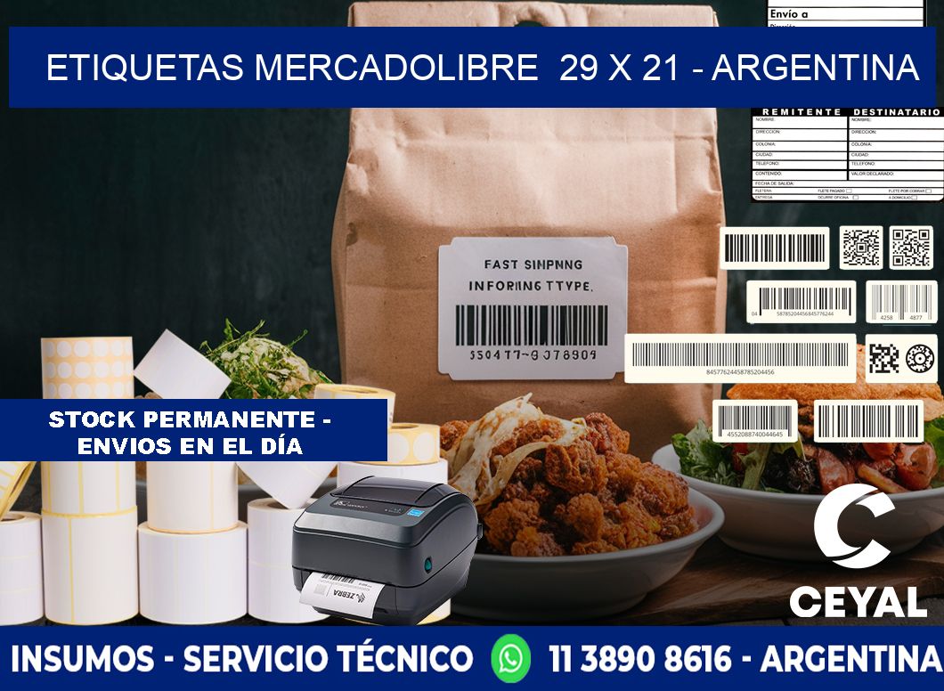 ETIQUETAS MERCADOLIBRE  29 x 21 - ARGENTINA