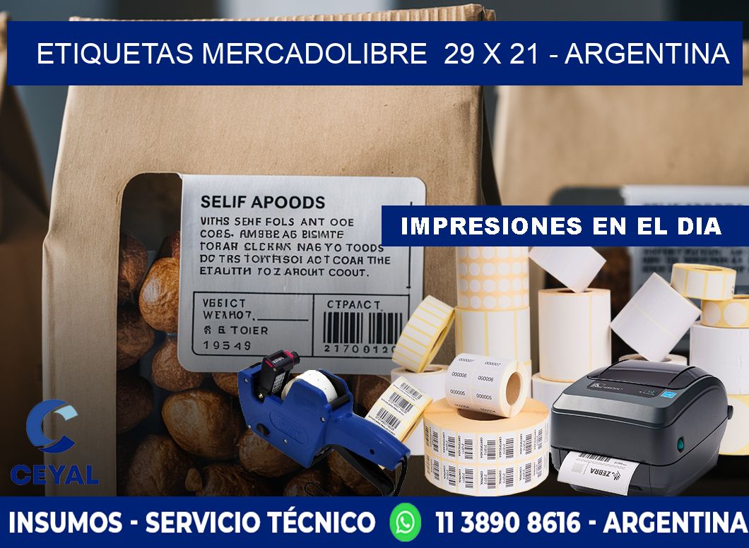 ETIQUETAS MERCADOLIBRE  29 x 21 - ARGENTINA