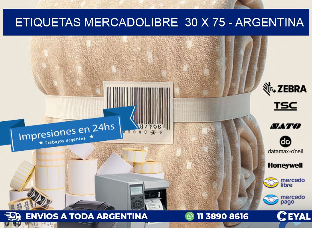 ETIQUETAS MERCADOLIBRE  30 x 75 - ARGENTINA