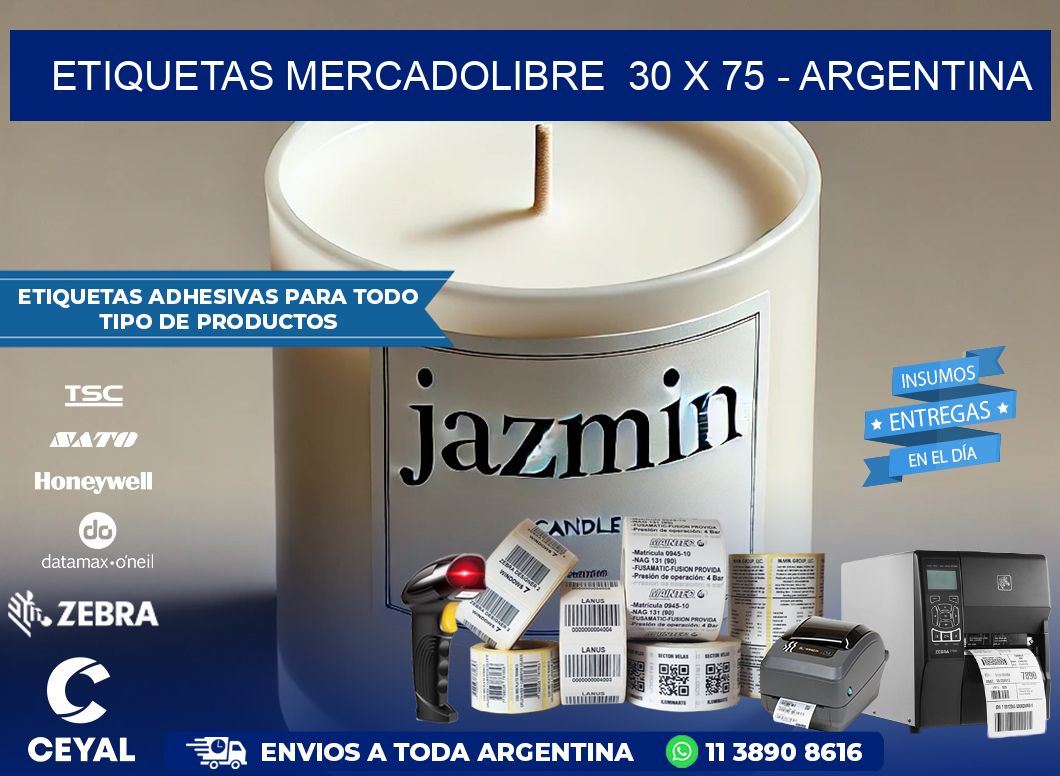 ETIQUETAS MERCADOLIBRE  30 x 75 – ARGENTINA