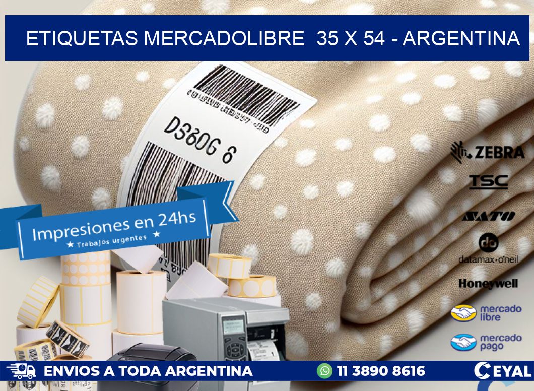 ETIQUETAS MERCADOLIBRE  35 x 54 - ARGENTINA