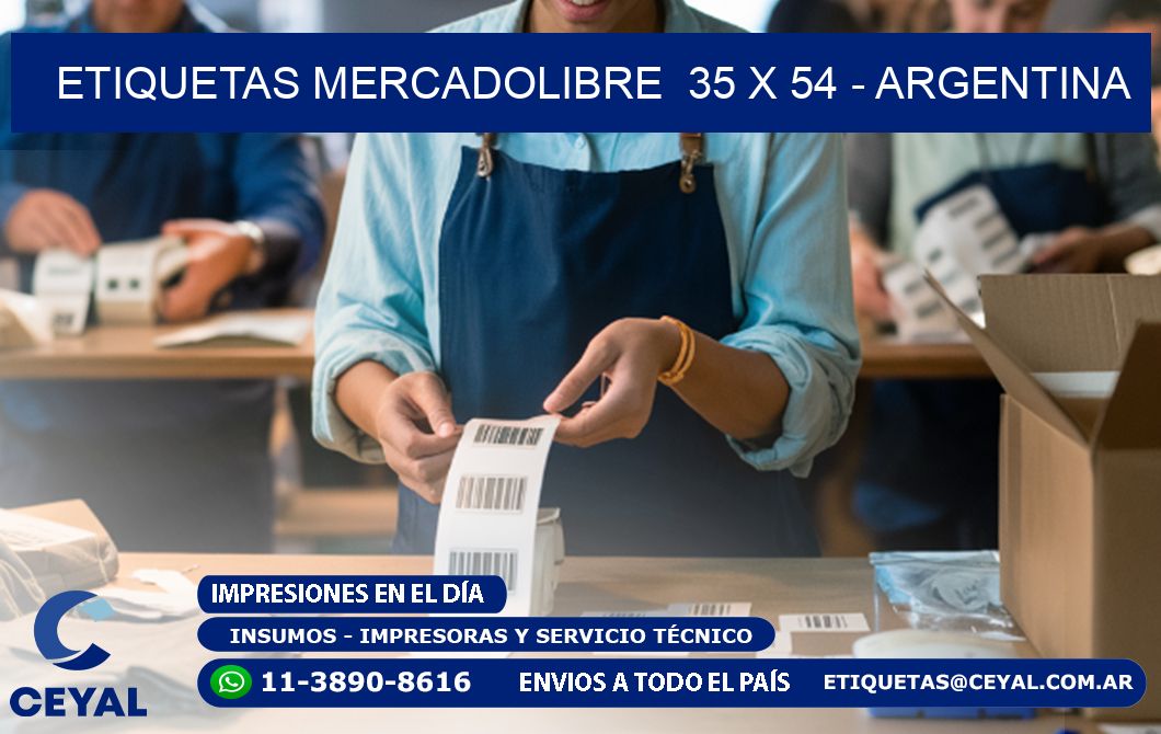 ETIQUETAS MERCADOLIBRE  35 x 54 - ARGENTINA