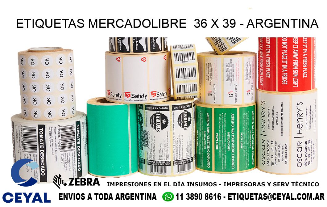 ETIQUETAS MERCADOLIBRE  36 x 39 - ARGENTINA