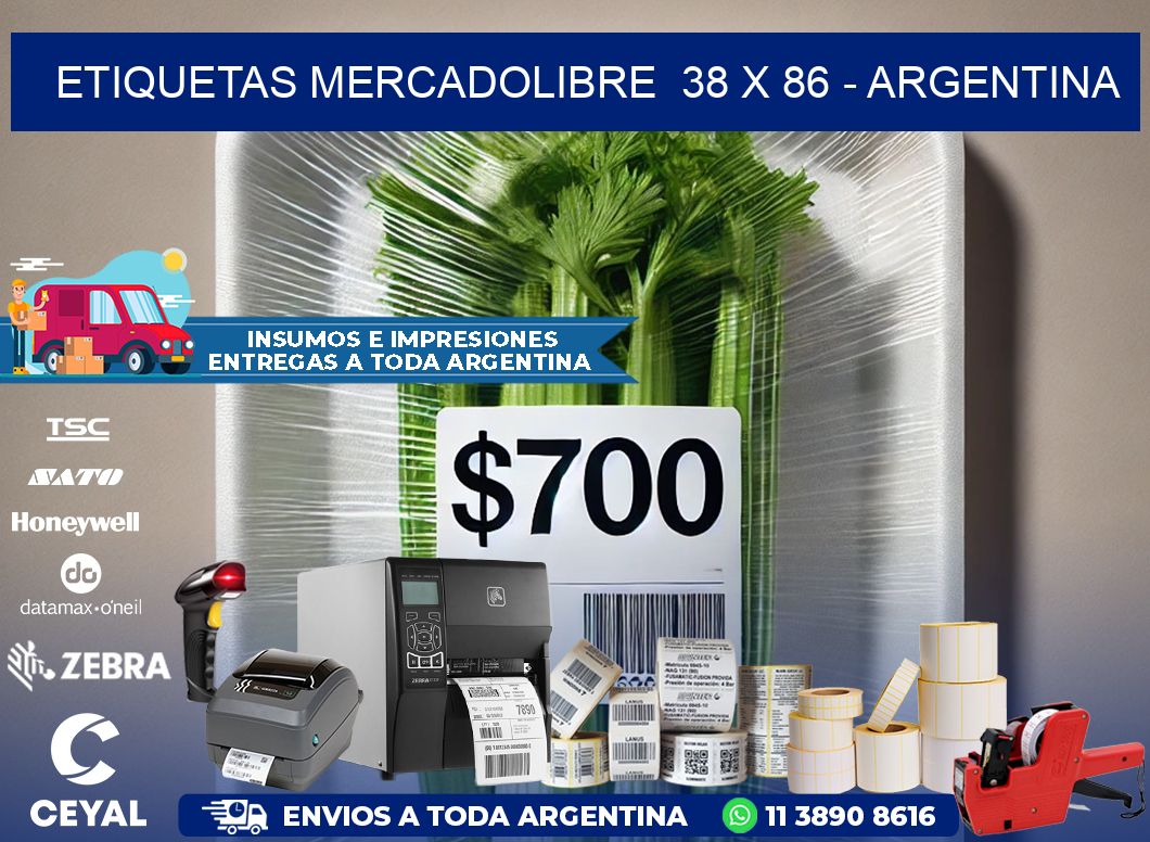 ETIQUETAS MERCADOLIBRE  38 x 86 - ARGENTINA