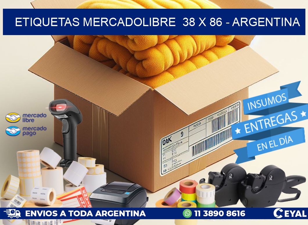 ETIQUETAS MERCADOLIBRE  38 x 86 - ARGENTINA