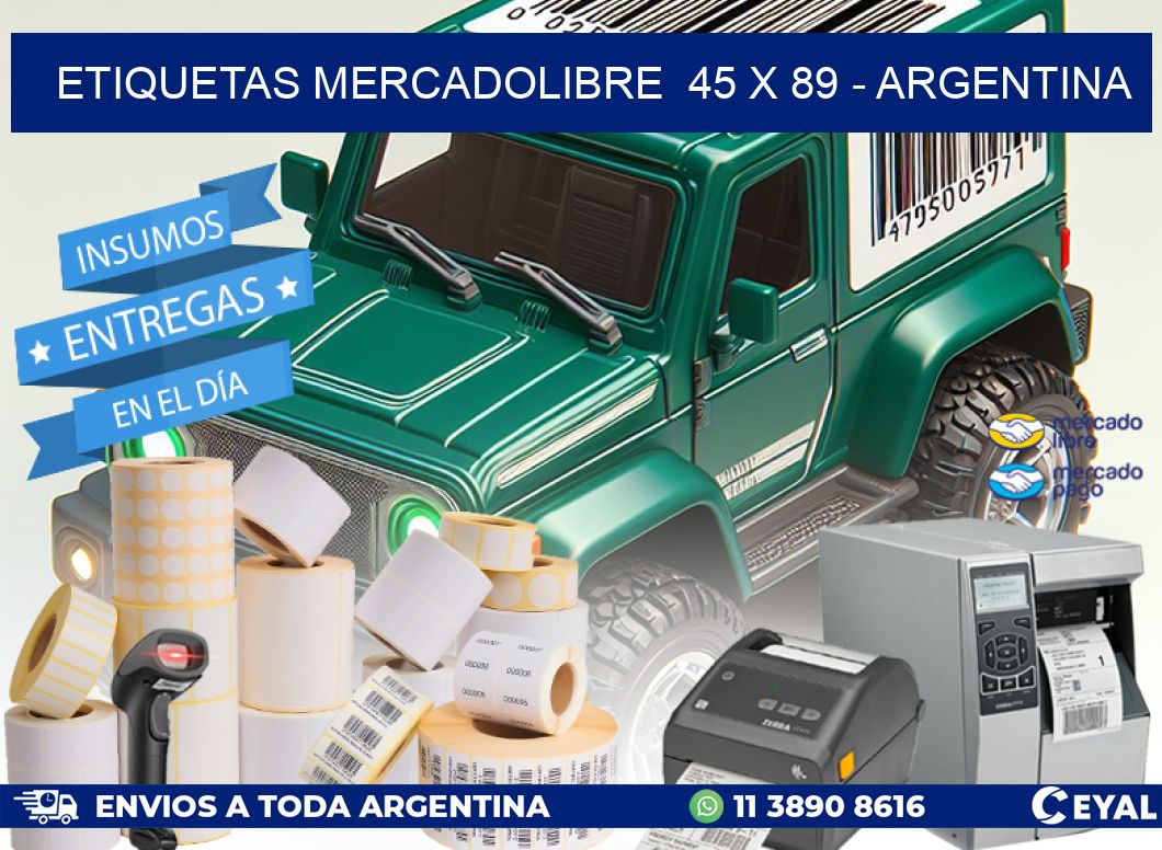 ETIQUETAS MERCADOLIBRE  45 x 89 - ARGENTINA