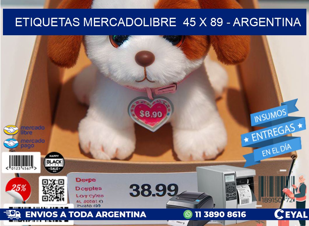 ETIQUETAS MERCADOLIBRE  45 x 89 - ARGENTINA