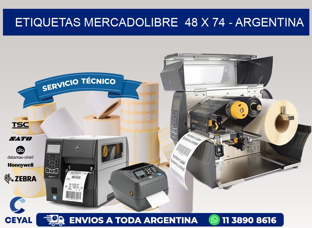 ETIQUETAS MERCADOLIBRE  48 x 74 - ARGENTINA