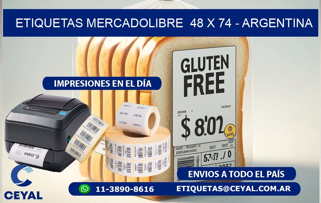 ETIQUETAS MERCADOLIBRE  48 x 74 - ARGENTINA