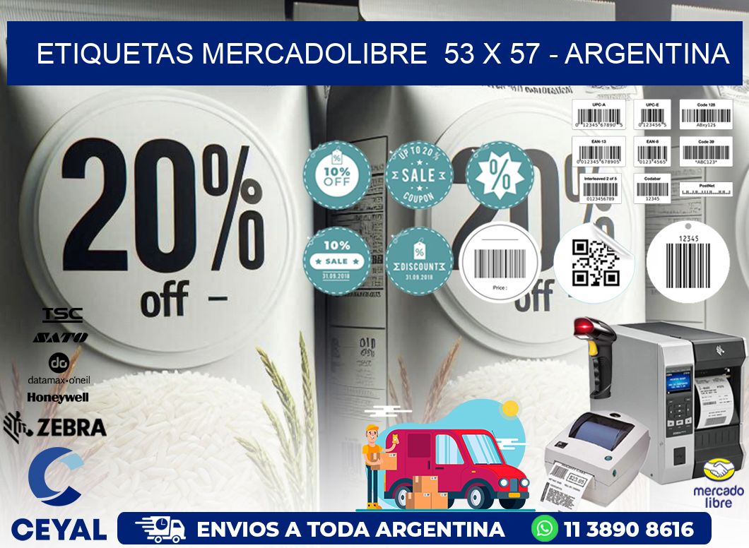 ETIQUETAS MERCADOLIBRE  53 x 57 - ARGENTINA