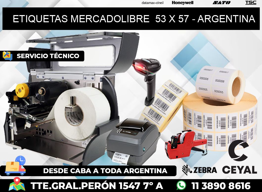 ETIQUETAS MERCADOLIBRE  53 x 57 - ARGENTINA