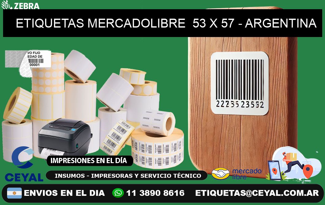 ETIQUETAS MERCADOLIBRE  53 x 57 - ARGENTINA