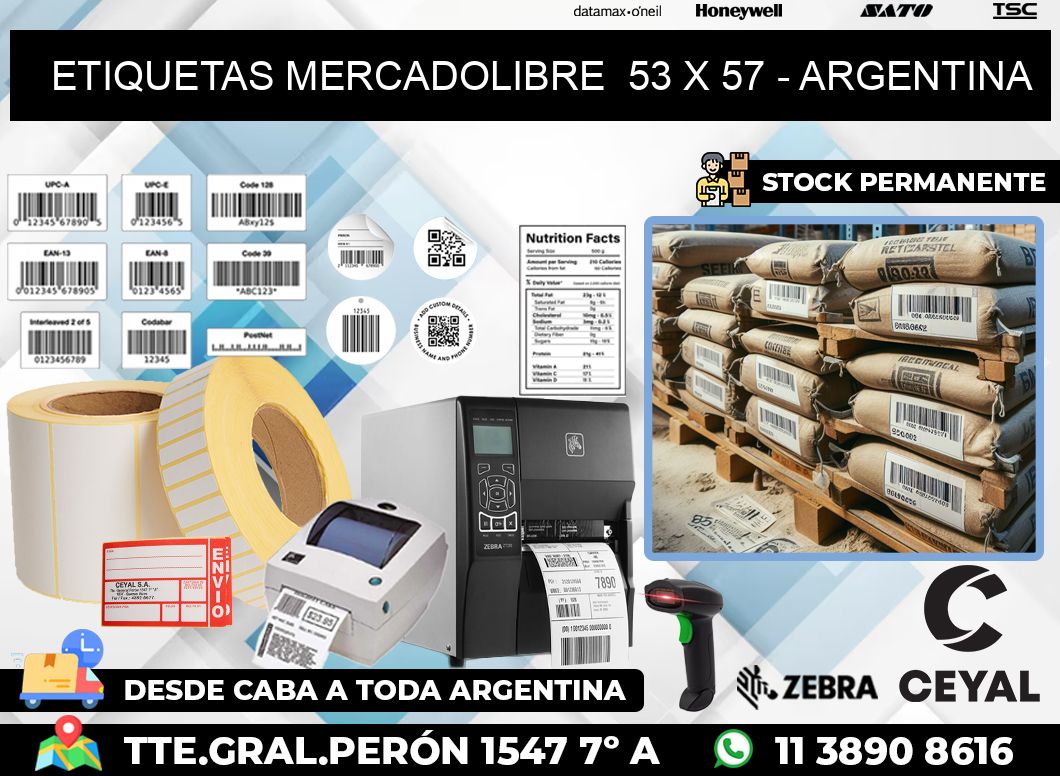 ETIQUETAS MERCADOLIBRE  53 x 57 – ARGENTINA